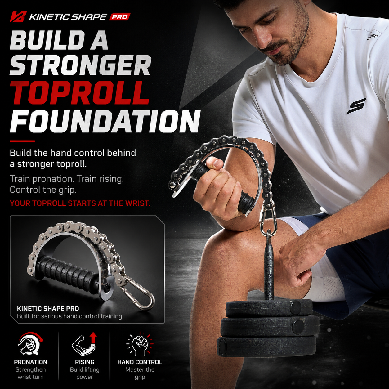 Pronation and supination training exercise using arm wrestling handle