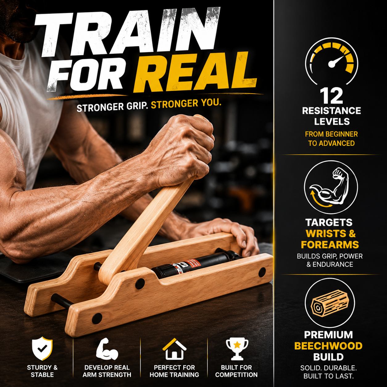 Premium Wooden Arm Wrestling Training Equipment